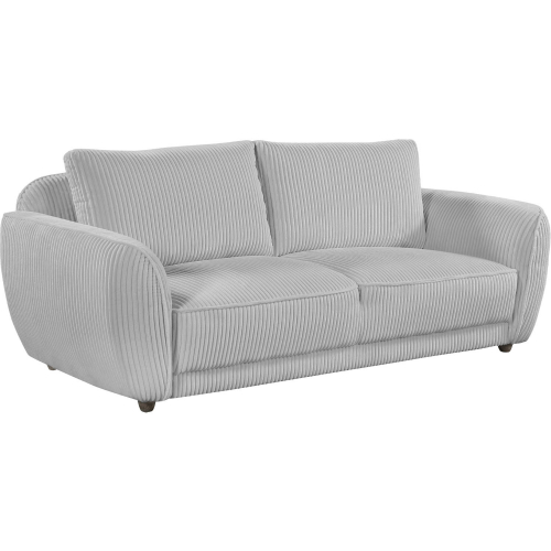 Charleston Sofa in Channel Tufted Gray Velvet & Gray Oak